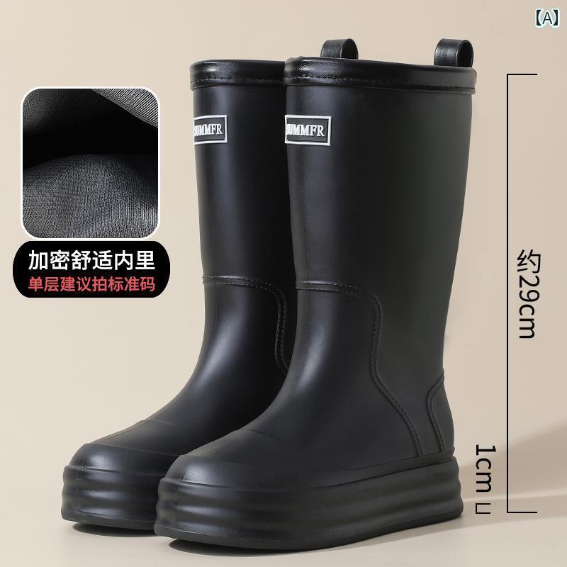 履きやすい 長靴 おしゃれ 女性用 ミッドハイ チューブ レインブーツ 大人用 レインブーツな アウトドアウェア 暖かい 秋冬 ベルベット 滑り止め 防水 シューズ ゴム