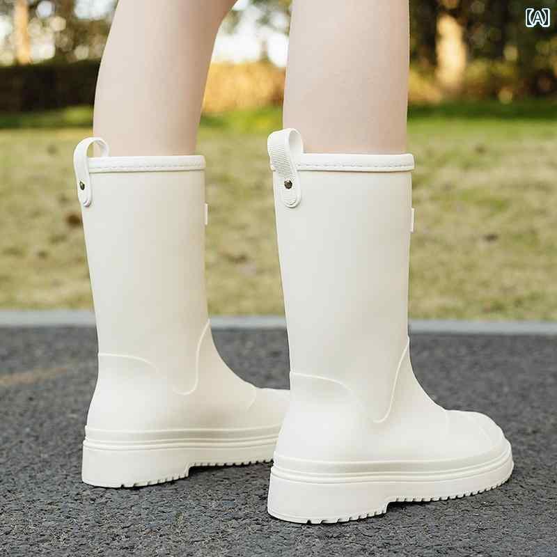 履きやすい 長靴 おしゃれ ファッション レインブーツ レディース 雨の 日 アウトドアウェア ミドル 防水 滑り止め 耐摩耗 ウォーター ブーツ 大人用 シューズ ラバーシューズ