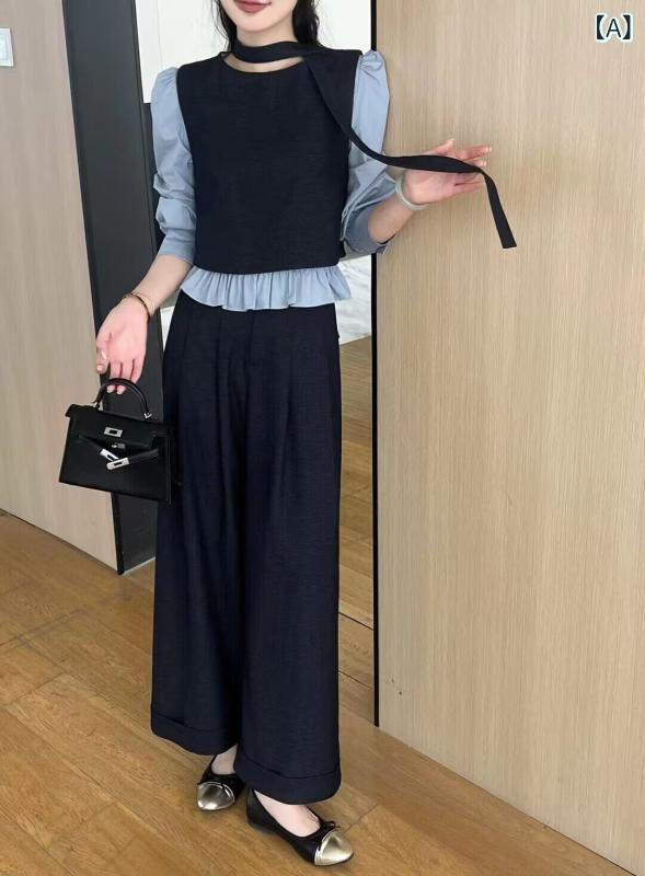 セットアップ レディース スウェット ジャージ 韓国 連 一 春の ファッション 女性 スーツ 年齢を 減らす ハイエンド カジュアル ツーピース ワイド レッグ パンツ