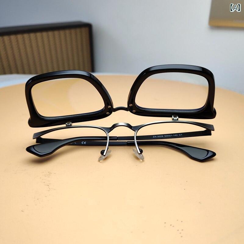 今めかしい メガネ 分かりやすい レトロ 大型 一こまの フリップ引きあげる 眼鏡 一こま メンズ 遠近 兼用 レディース 軽さ フリップ 遠視用 近眼用
