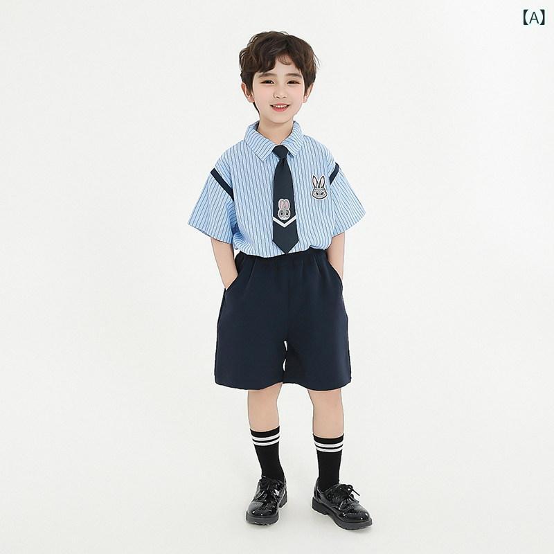 セットアップ キッズ コスプレ 男の子用 シャツ スーツ 夏用 カレッジ スタイル パフォーマンス 服 幼稚園 クラス 女の子用 スクール ユニフォーム 卒業 式 写真 子供服
