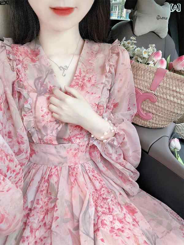 レディース 衣装 愛くるしげ  サクラ色の 花柄 衣装 レディース 夏の なの お上さん服の 御前上等 シフォン 長袖小 スコート