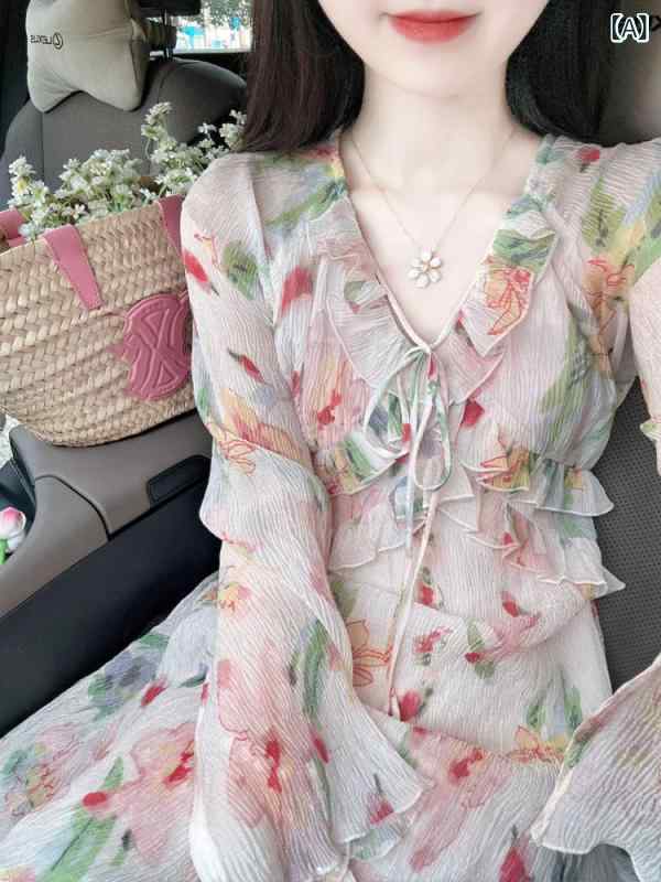 レディース 衣装 愛くるしげ  シフォン お召しもの  春の お上さん服 御前上等 花柄 スコート 仙女仙女の 森 つづき物