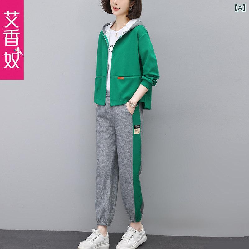 レディース トップス オシャレ 韓国 お上さん用 心地好い 運動競技 背広  日月 ゆったり トレーナー スウェットパンツ 母ちゃんは 年歳を 減らし か細い 背広