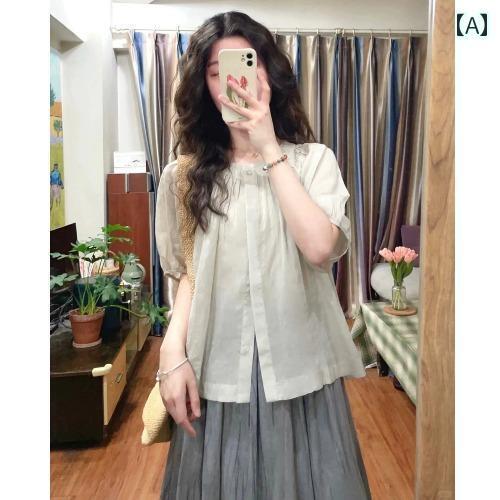 かわいい 春夏 夏の 婦人服 大きいサイズ 半袖 シャツ おしゃれな ツーピース スーツ 着 痩せ 肉 隠し 一式