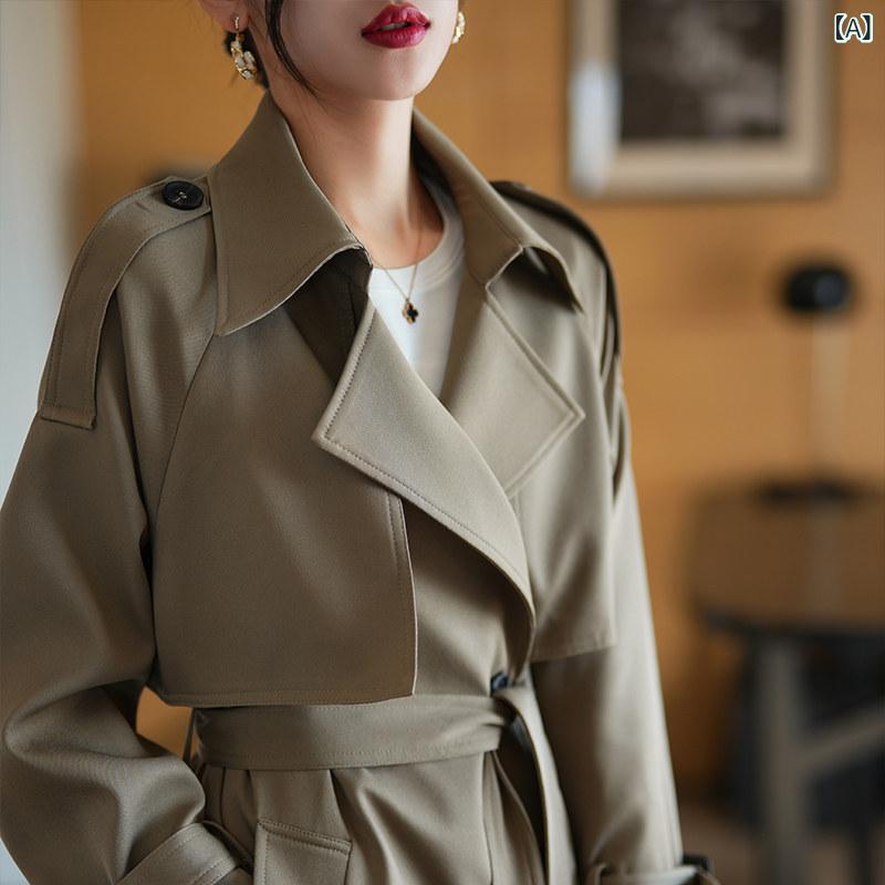 レディース コート 春 オシャレ 2024 秋 韓国 スタイル 英国 ショート ウインドブレーカー ジャケット 小さい 女性 シック 西洋 大きいサイズ ハイエンド クラシック