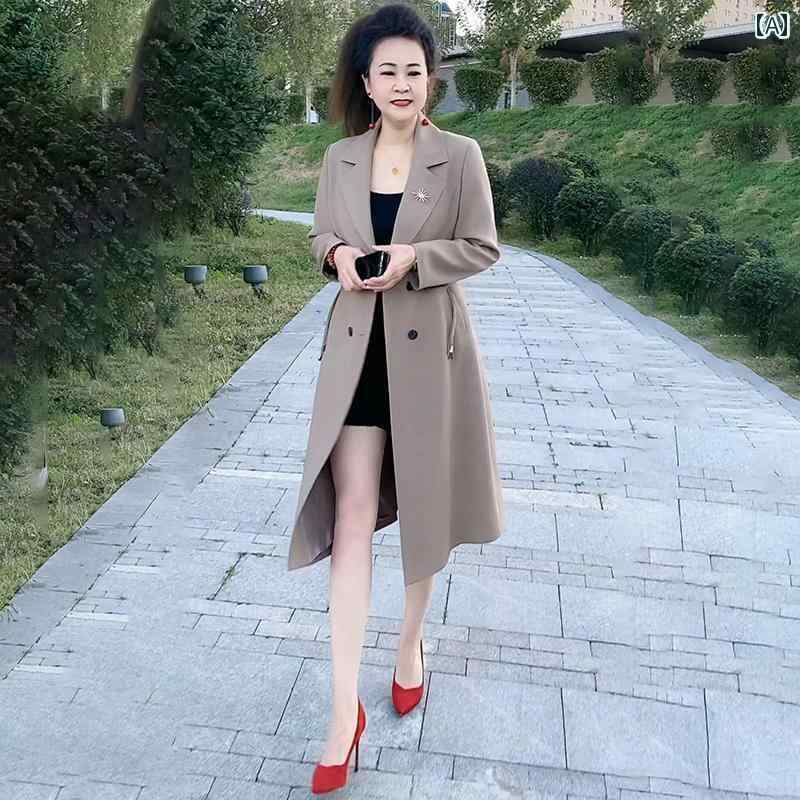 レディース 厚地の外套 春 オシャレ 成人女性用 お母さん トレンチコート 並み並み ロング な 秋服 2025年 で 止ん事無いな 成人女性 厚地の外套