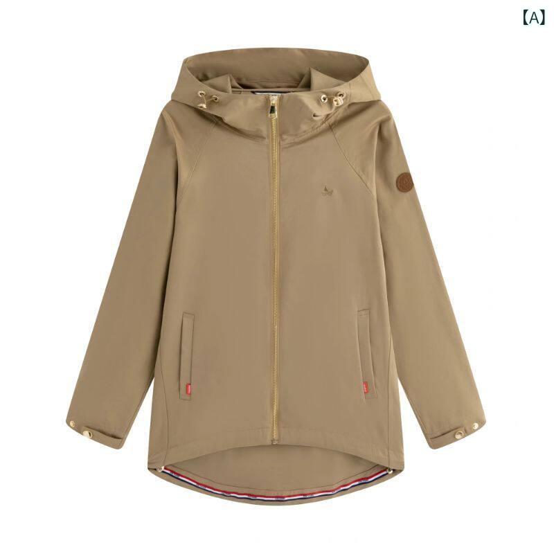 今めかしい 厚地の外套 着分かりやすい 小型 帆船 カーキ色の 真っただ中 丈 ウィンドブレーカー レディース心地よい ホンブルグ帽 甲殻 アサルト 上衣