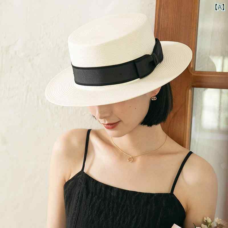 かぶり笠 オシャレ レディース 夏の レディース 真っ白い オペラハット 連合王国 レトロ フランス共和国の 平ったい 唾液 かんかん帽 かぶり笠 レディース流行り物 日よけ 日焼押しとどめる