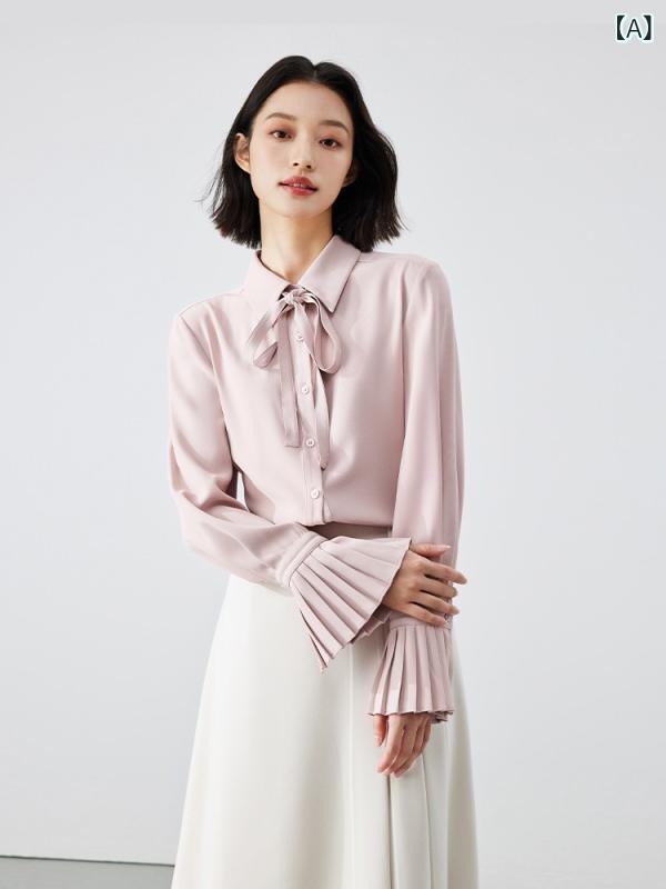 レディース トップス 愛くるしげ 春夏 成人女性小鳥 サクラ色の はだ着ティーシャツ レディース 春の 謁見 御召しもの フレンチ シフォン トップス 労働者階級 通い フォーマル ティーシャツ
