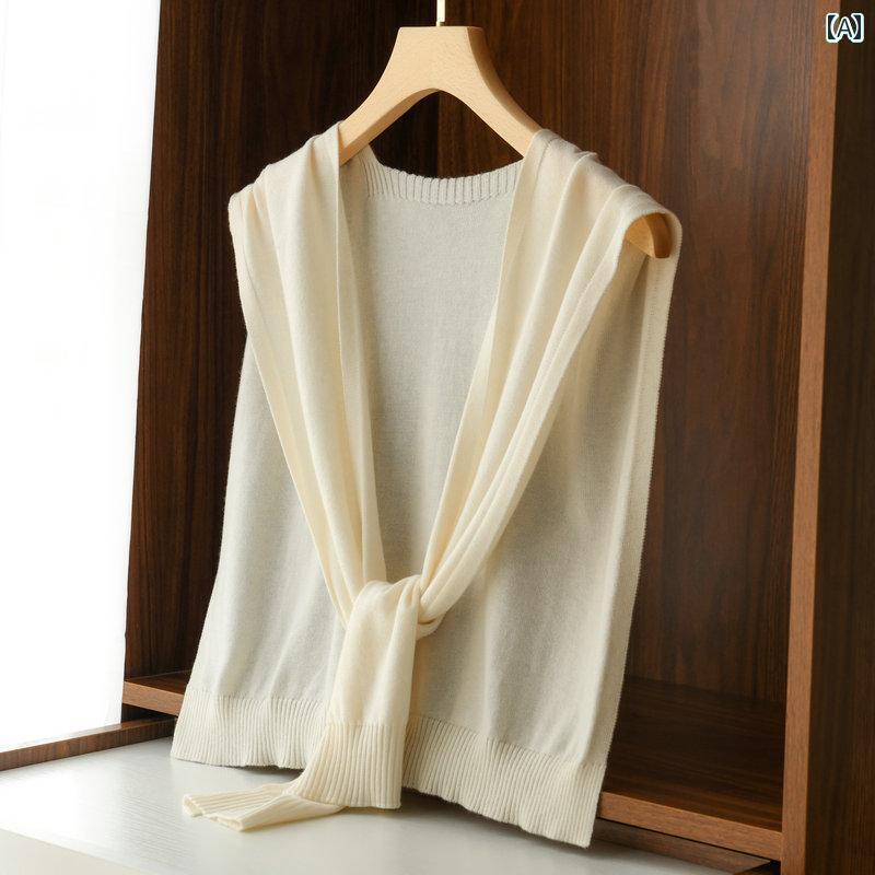 レディース 春服 かわいい エアコン 完備の 部屋の 女性用 梳 毛 100 ウール ニット 小さい ショール シャツ 春秋 暖かい ショルダー ショート スタイル