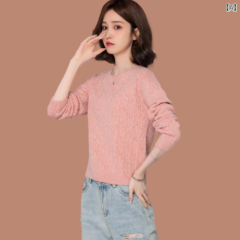 レディース 春服 かわいい ウール セーター レディース ショート 秋冬 ファッション インナーウェア 小さめ ハイウエスト トップス スカート 付き ニット レイヤリング シャツ