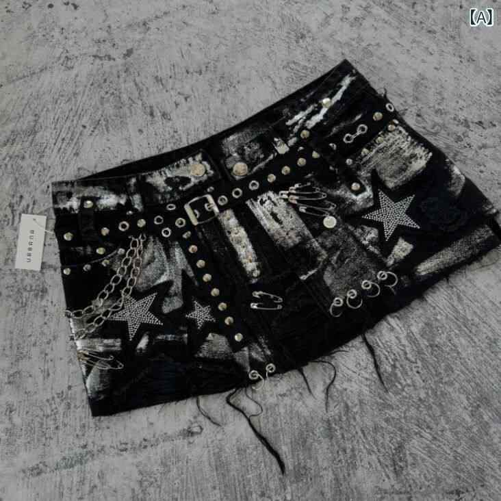 レディース スカート ショートパンツ フル 刺繍 スリム ヤ ビ 文化 ファッション ホット ガール スカート 秋冬 デニムスカート Y2K