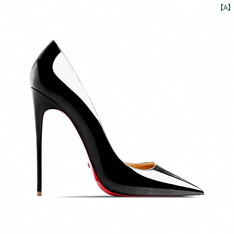 レディース ヒール おしゃれ 2024 黒 赤 底 ハイヒール レディース スティレット ヒール 12 cm ロイヤル シスター セクシー 尖った パテントレザー プロ 美しい｜ホープ