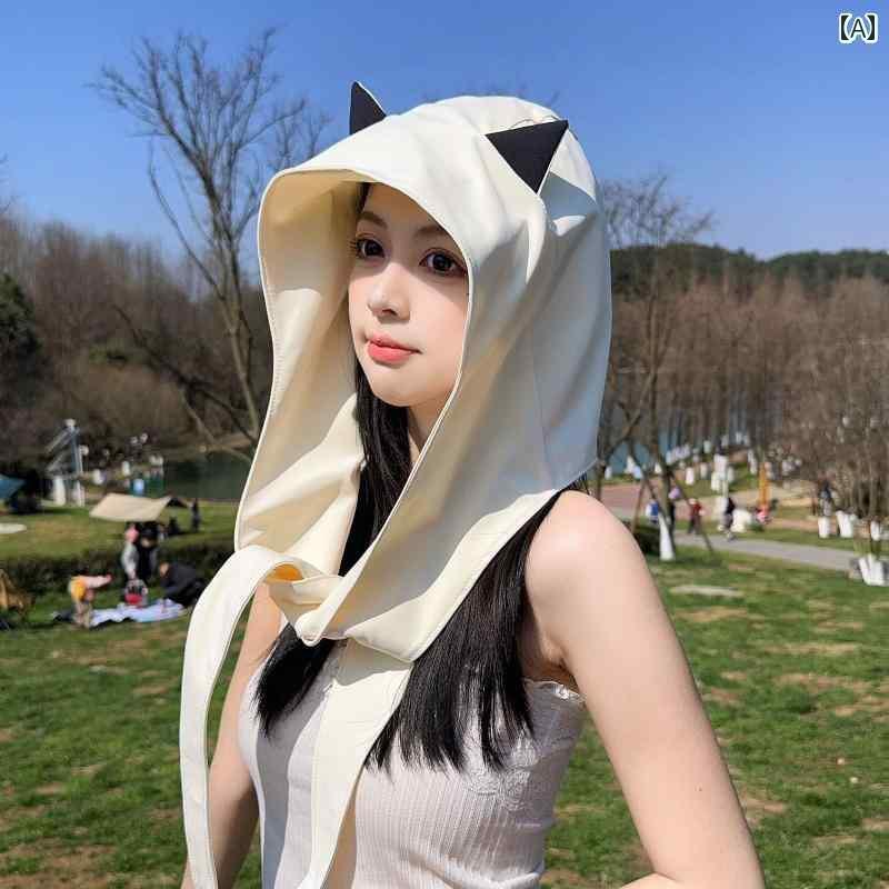 ヘアバンド おしゃれ 帽子 2025年小 悪魔 ストラップ おしゃれ 日焼け防止 サンシェード レディース 薄手 速乾 かわいい 耳 当て ヘッド スカーフ 帽子