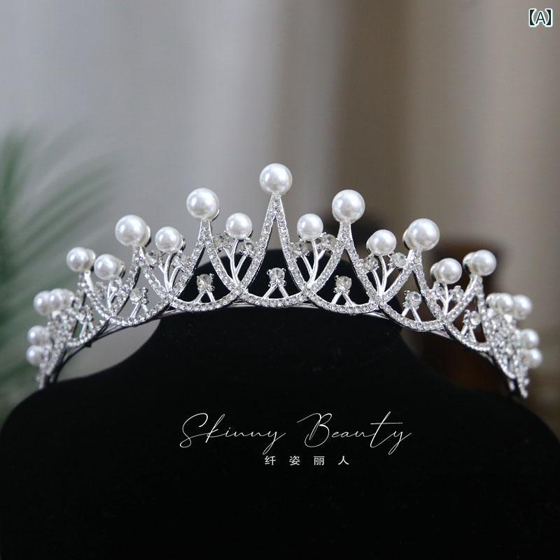 結婚式 レース ヘッドドレス バックカチューシャ ヘアアクセサリー 結婚式 レース ヘッドドレス バックカチューシャ ヘアアクセサリー パールの 王冠 雰囲気の ある 花嫁の 高級 メイン ウェディングドレス ヘッド ドレス 3点 セット 女性 プリンセ