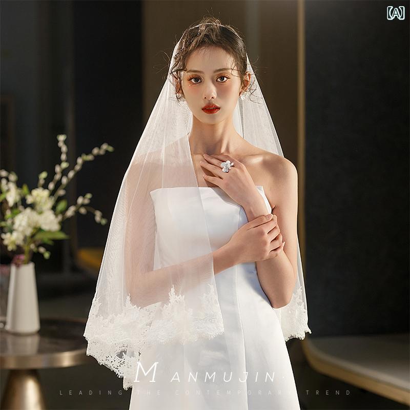 結婚式 レース ヘッドドレス バックカチューシャ ヘアアクセサリー 結婚式 レース ヘッドドレス バックカチューシャ ヘアアクセサリー 花嫁の ウェディングベールの 写真 ウェディング スタイリング メインの ウェディングドレス ヘッド ドレス セレモニ