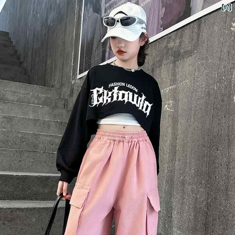 ダンス衣装 セットアップ ヒップ ホップ ガールズ ジャズ ダンス スーツ ジャズな 服 ストリート ダンスの 子供たちの ゆったりした パフォーマンスの 服で クールな パフォーマンス