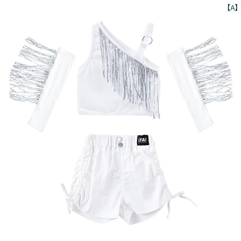 ダンス衣装 セットアップ ジャズ ダンスの 女の子 服 クールな ジャズの おしゃれな スーツ 子供の パフォーマンスの 女性 グループの キャットウォークの ファッションの
