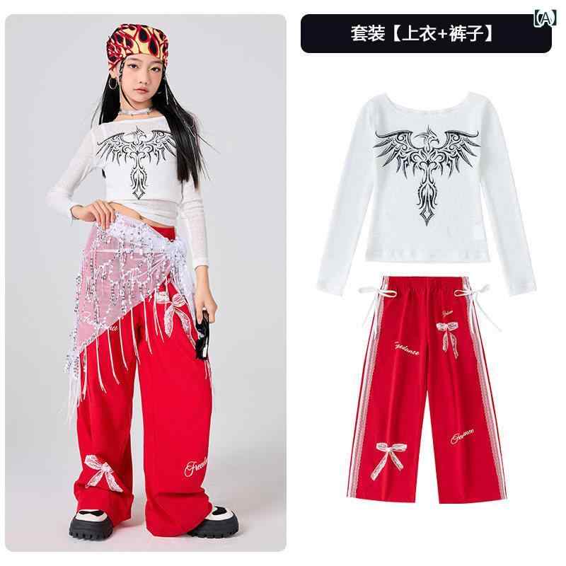 ダンス衣装 セットアップ 子供の 日の ジャズ ダンス 衣装 女の子 ヒップ ホップ ストリート ダンスの な パフォーマンス スーツ 子供用