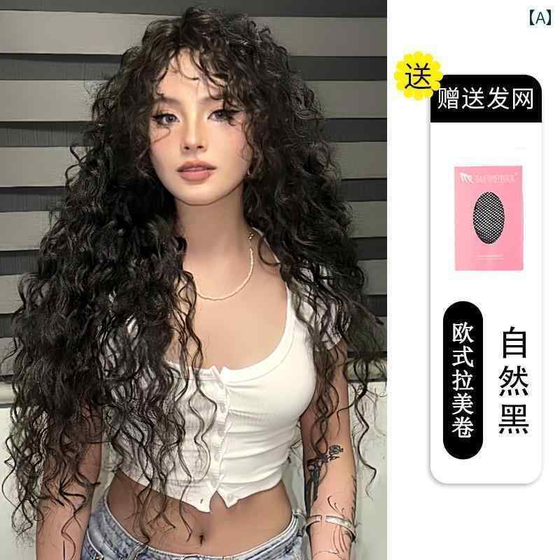 ウィッグ ロング ロングヘア ラテン アメリカ 巻き 毛 ウィッグ レディース 長い フォーム ヘッド 固定 ウール カールと ふわふわの 自然な フル カバー