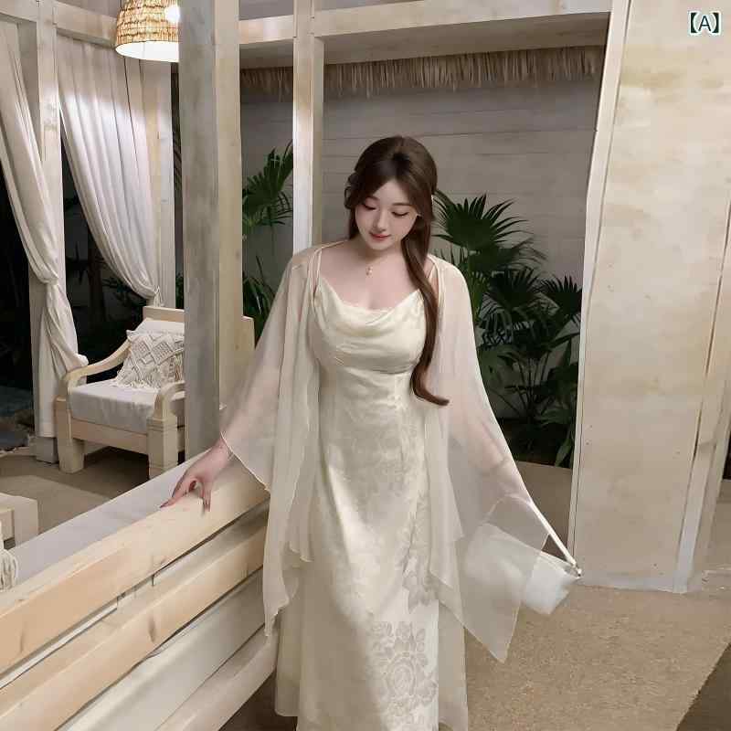 パンツ レディース ボトムス Jiaoxiao Qiao 大きめ サイズ レディース チャイナ風 ジャカード スリング ドレス 日焼け防止 ショール 太い mm スリム 優しい ロング スカート