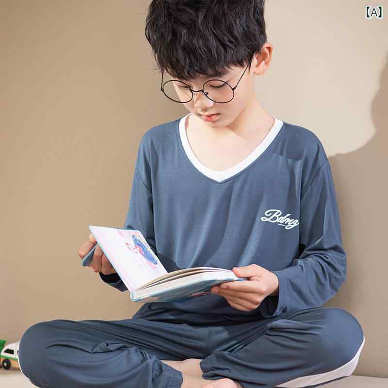 パジャマ キッズ 長袖 半袖 子供用 パジャマ 男の子 モダール 春秋 綿 家 着 スーツ 秋 スタイル 大きいサイズ 子供 夏 長袖 薄手