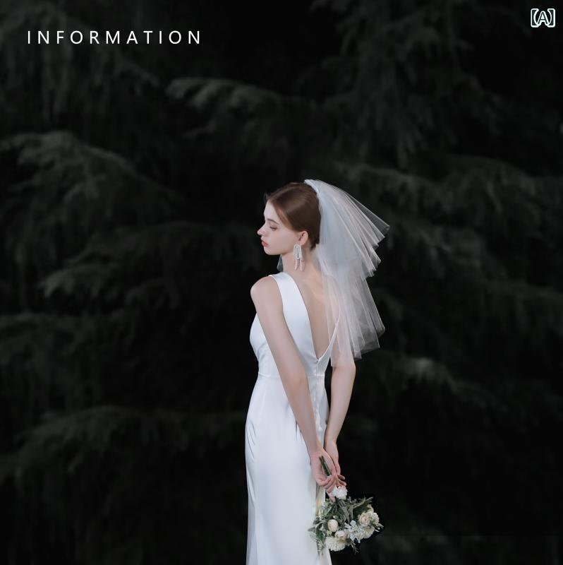 結婚式 レース ヘッドドレス バックカチューシャ ヘアアクセサリー 結婚式 レース ヘッドドレス バックカチューシャ ヘアアクセサリー 証明 書 ベール 花嫁 登録 結婚式 フレンチスタイル 高級 色 シンプル 写真 小道具 小さい ベールを 取得