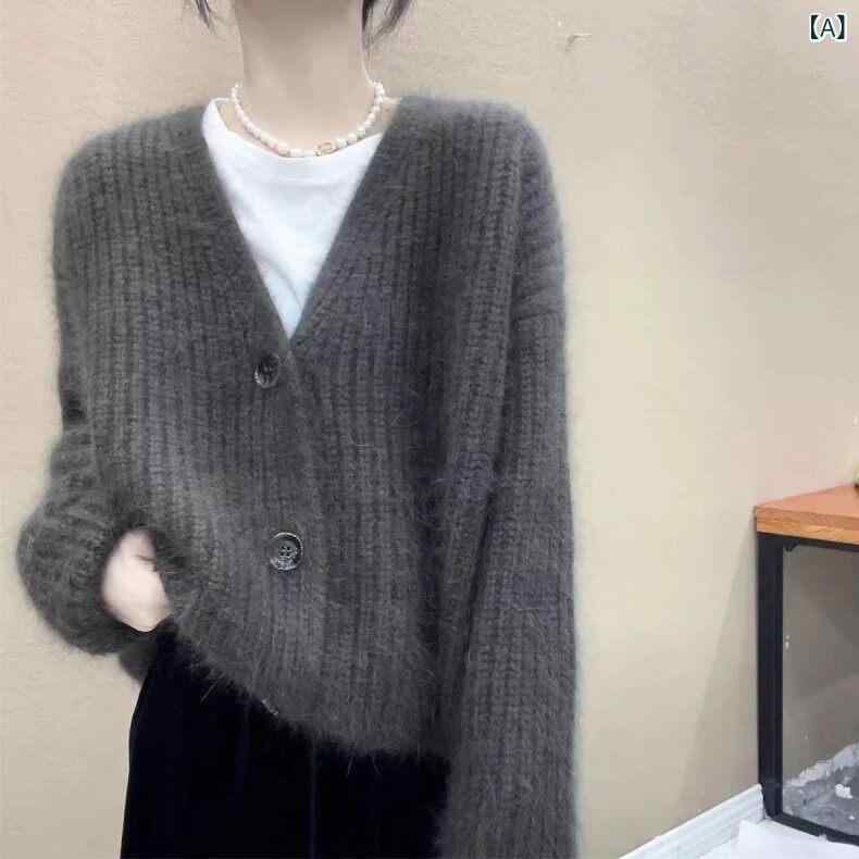 カーディガン レディース きれいめ とても おしゃれですねの ある Vネックニットカーディガン 女性用 秋冬 厚手 ウール レイヤリング シャツ ジャケット