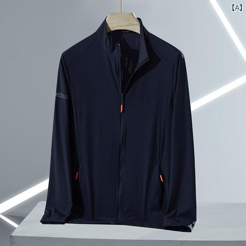 ジャケット パーカー UVカット 冷感 日焼け防止 服 メンズ 夏 軽量 通気性 速乾 スタンドカラー ジャケット アウター UV カット スキン