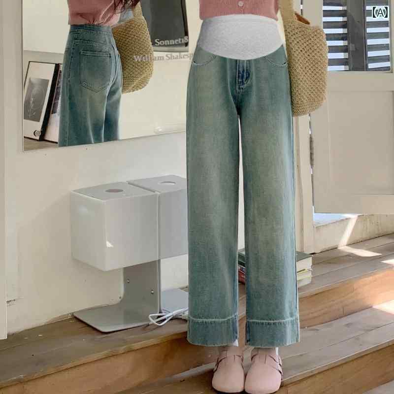マタニティ マタニティパンツ 履きやすい マタニティパンツ 春夏 アウター ジーンズ 2025年 細身 タイトでない お腹 ボトム ストレート ワイド レッグ パンツ 夏 着