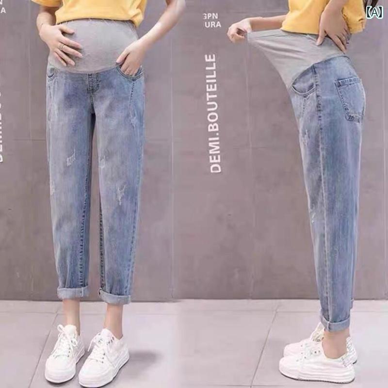 マタニティ ハイウエスト マタニティパンツ 春秋 マタニティ ジーンズ パンツ アウターウェア マタニティパンツ 大きいサイズ 秋冬 裏起毛 ダディ プラス 太い 200 斤