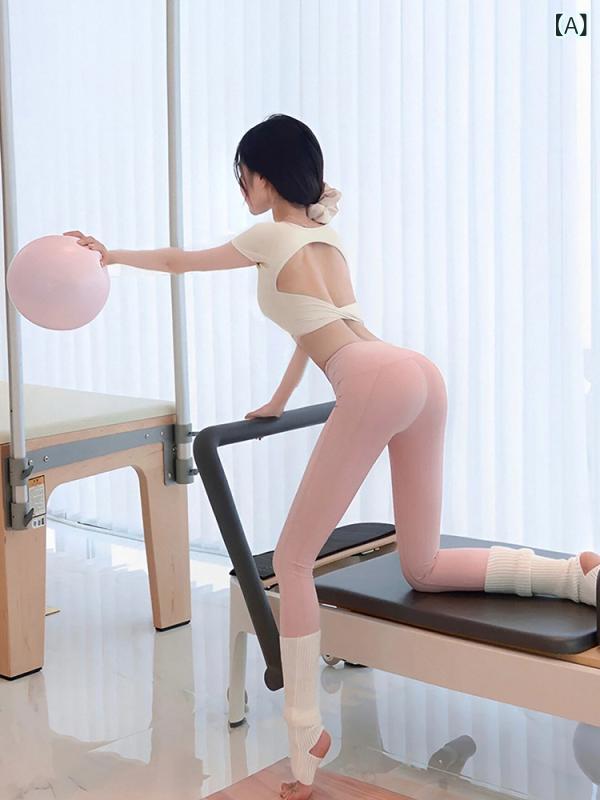 ガレギンス スポーツレギンス ヨガタイツ 女性用 ヨガ ウェア 2025年 半袖 ピラティス トレーニング スーツ 美しい フィットネスウェア 胸 パッド 付き スポーツ トップス