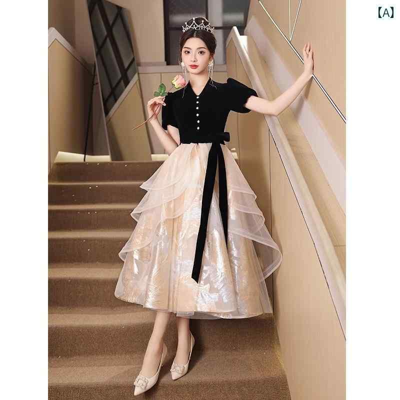 楽天市場】パーティードレス ロングワンピース ドレス 黒の イブニング