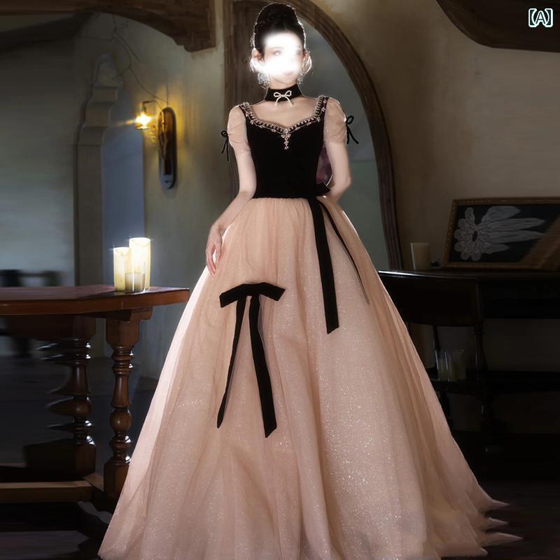 パーティードレス ドレスワンピース ロングワンピース 卒業 式の イブニングドレスの 女性 2025 高級 プリンセス ドレス 軽量 フェアリーの 婚約 成人 式