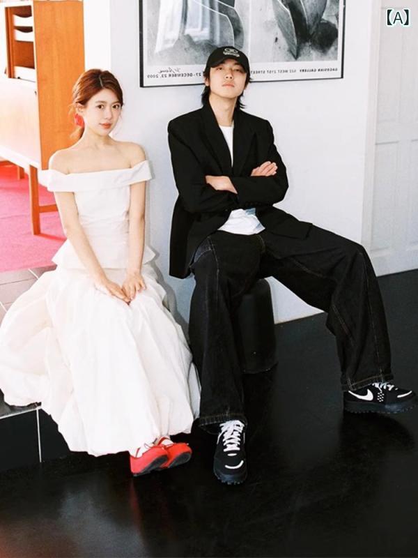 寄りあいお召しもの ロング衣装 お召しもの 小っちゃいな 方の 書きとどめると エンゲージメント お召しもの 分かりやすい 真っ白い オフショルダー いの一番 スコート お上さん用 背広 背広
