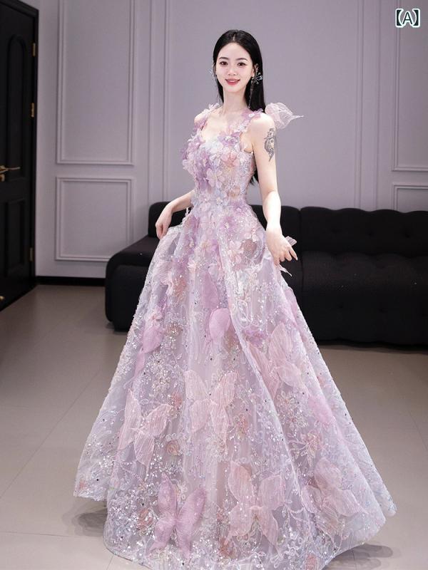 パーティードレス ロングワンピース ドレス トースト ドレス ブライダル ガウン 女性用 高級 婚約 ランナウェイ プリンセス イブニングドレス 軽量 ラグジュアリー 誕生日 パーティー 成人 式