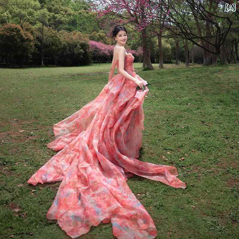 パーティードレス ロングワンピース ドレス トースト ドレス 花嫁の モーニング ガウン 朝の 撮影 高級で フェアリーのような イブニングドレス 学生の 日 成人 式 プリンセス 婚約