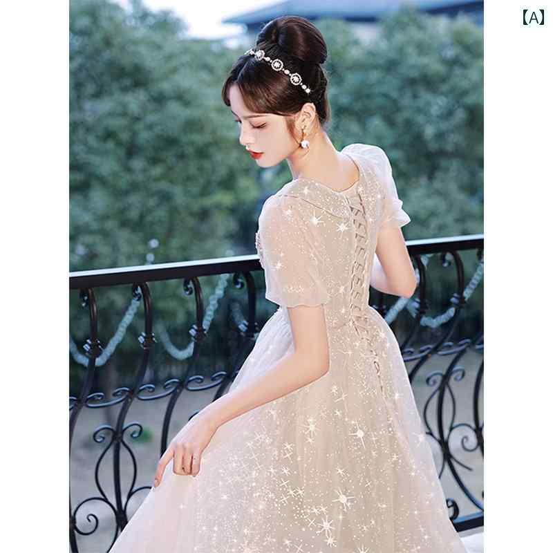 パーティードレス ロングワンピース ドレス フランスの イブニングドレス 女性 2025 軽い 高級 ハイエンド ホスト 大人 女の子 誕生日 プリンセス ドレス