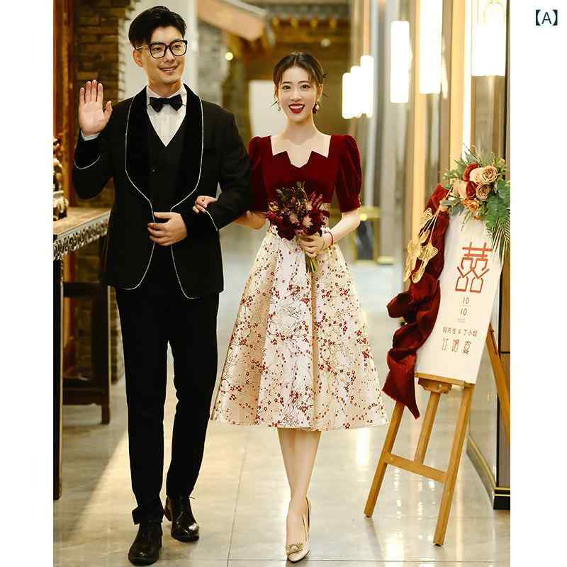 パーティードレス ロングワンピース ドレス ベルベットの トースト ドレス 花嫁 高級 プチ 婚約 ウェディング お返しの カジュアル 夏の 日|ホープ
