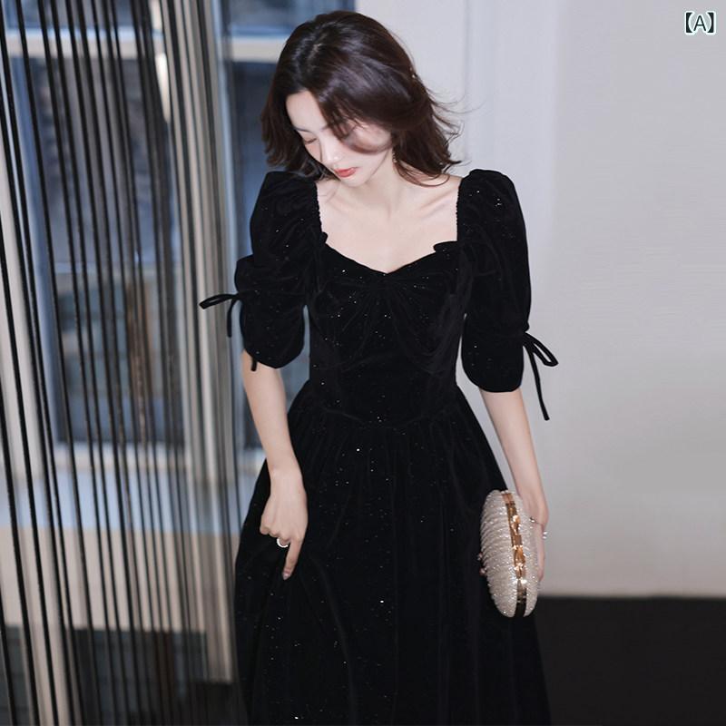 パーティードレス ロングワンピース ドレス レディース 黒い 小さい イブニングドレス パーティー 高級 軽い 贅沢 な フランスの ホスト 芸術 審査 年次 会議｜ホープ