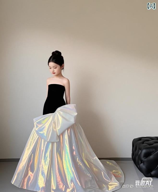 パーティードレス ドレスワンピース ロングワンピース 向け 女の子 ドレス T ステージ ショー の ある パフォーマンス 服 ロング カラーマッチング