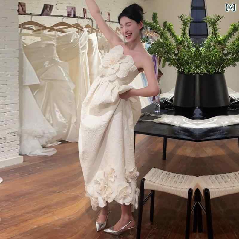 パーティードレス ドレスワンピース ロングワンピース フレンチ チューブ トップの モーニング ガウン 年 美しい フェアリーの 旅行 ドレス 小柄な 花嫁の ウェディング エンゲージメント｜ホープ