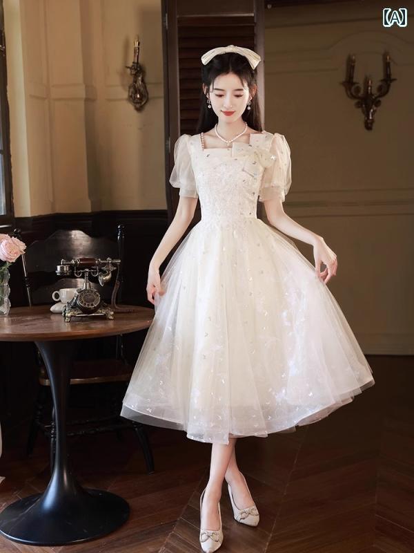 パーティードレス ドレスワンピース ロングワンピース シャンパン イブニングドレス 女性 2025 軽い 高級 ハイエンド プリンセス ドレス 卒業 成人 式 日常