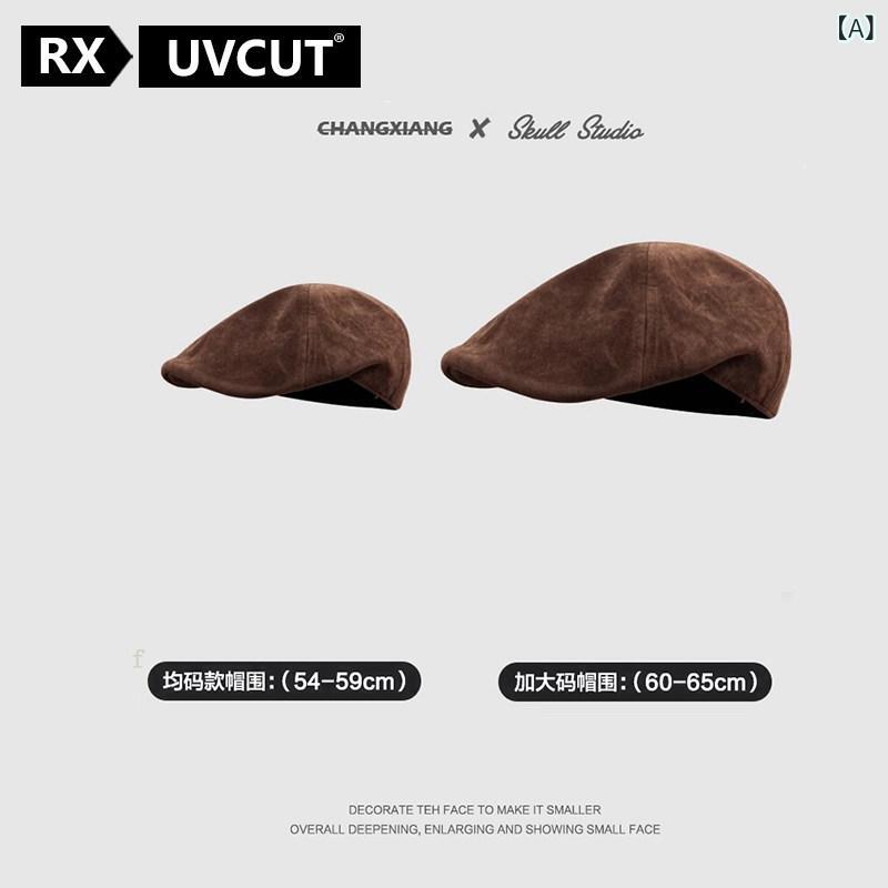 キャスケット ハンチング UV 紫外線 とり捨てる キャスケット ハンチング UV 紫外線 とり捨てる RX UVCUT スエードクロス フォワード かぶり笠 レディース 秋冬  大きめ 頭囲 レトロ ベレー ペインター