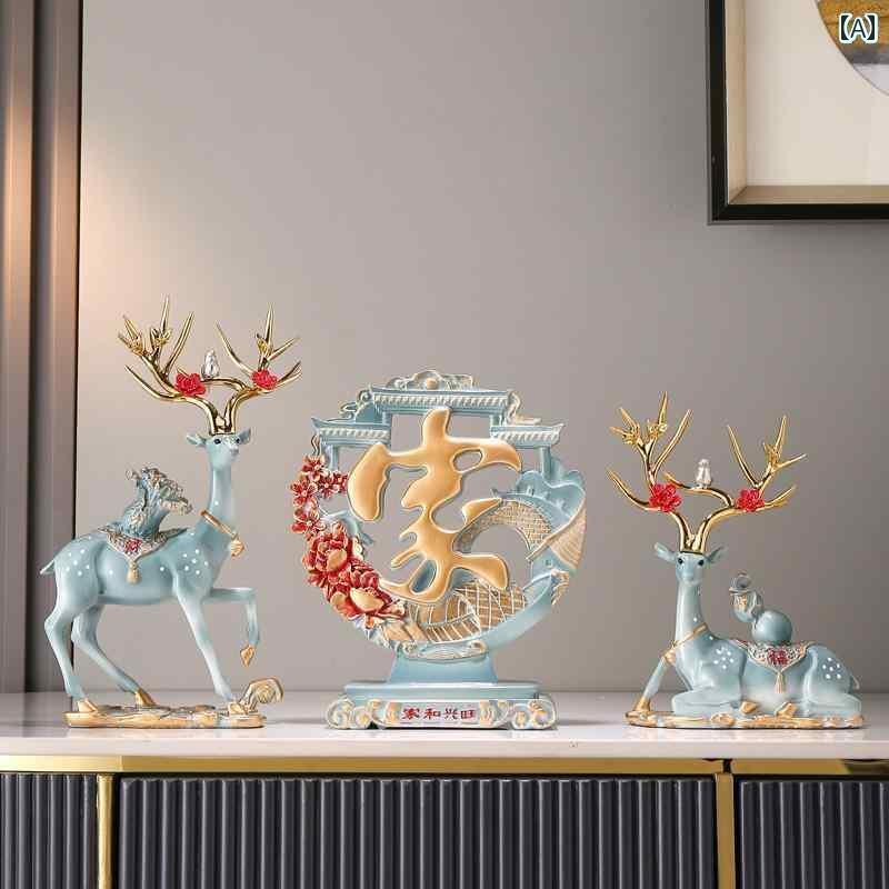 インテリア小物 置物 装飾 チャイナ風な 幸運の 鹿の 飾り 家の ポーチ テレビキャビネット ワイン キャビネットの 装飾 新築 祝いの ギフト