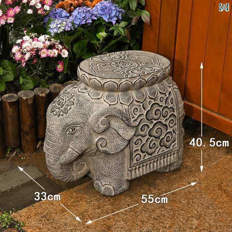 置物 インテリア かわいい 屋外の 人工 石の 桟橋の 装飾品 中国 中庭の 庭の レイアウトの 装飾 造園 象の 無垢材の フラワースタンド 植木鉢の ベース