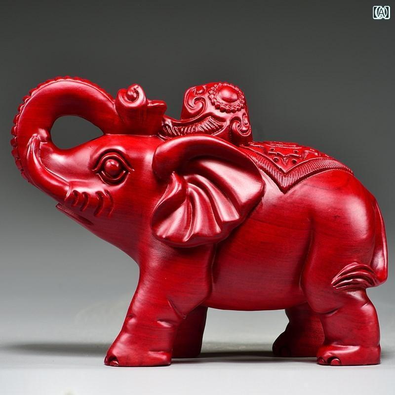 置物 インテリア かわいい 赤い ローズウッドの 象の 飾り ホーム オフィスの 入り口の 装飾 贈り物と して 家を 開く 木製の 象のの ペア|ホープ