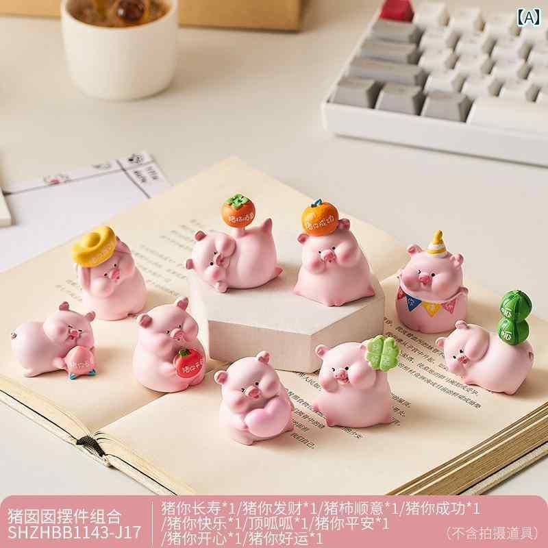 置物 インテリア かわいい かわいい 癒しの 豚の デスク トップ 装飾 感情の 安定 オフィスの トップの 女の子 ワークステーションの 減 圧 ギフト