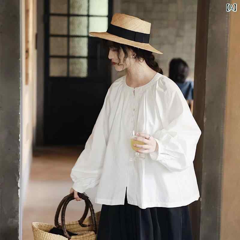 袖 ぽわん袖 レース シャツ レース シースルー 袖 ぽわん袖 レース シャツ レース シースルー 婦人服 森の シャツ ふくらんだ ベビー トップス パフスリーブ 甘くて かわいい 文学 レトロ ボタン ダウン｜ホープ
